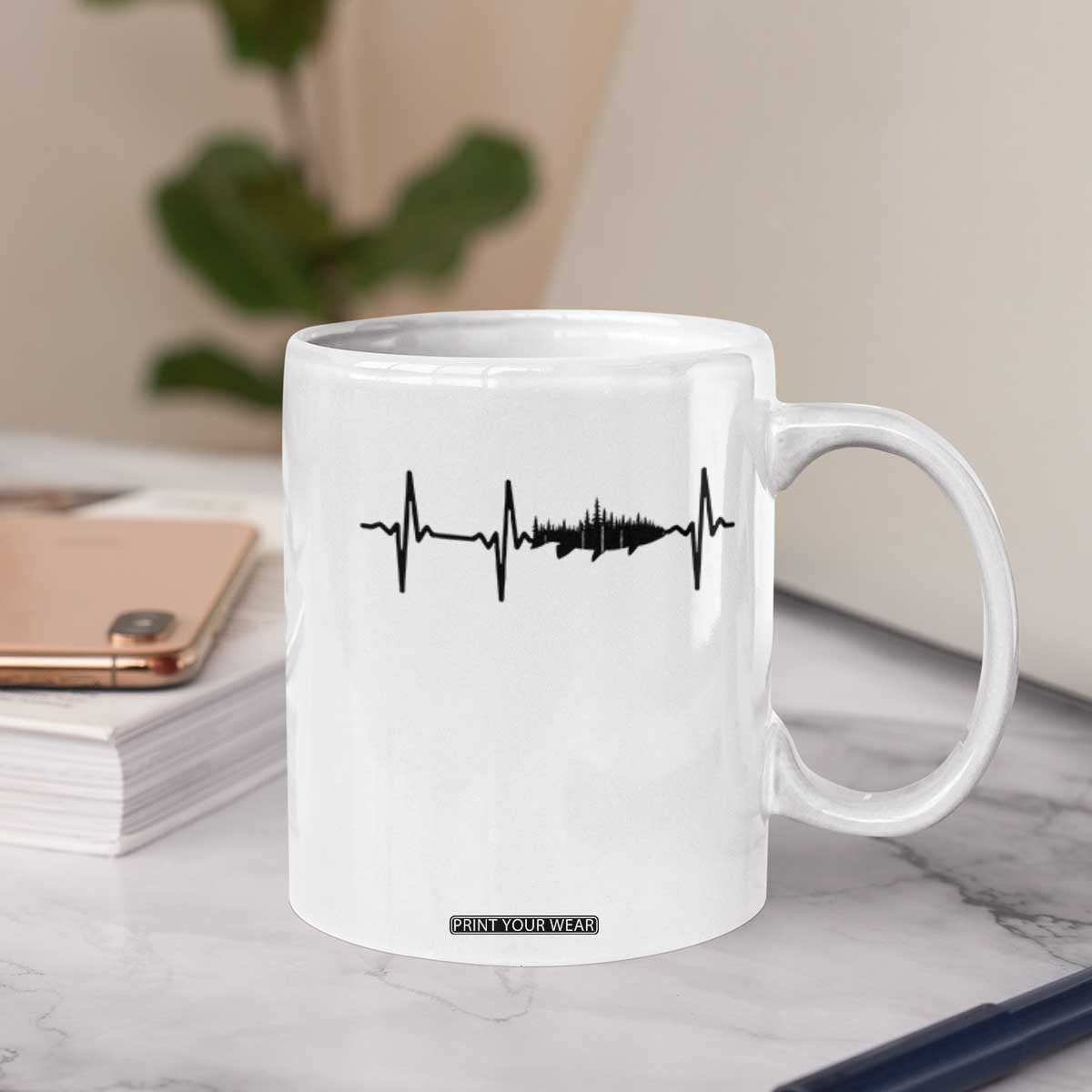 Fish And Forest Fishing Lover Heartbeat Gift Coffee Mug TS12 Print Your Wear