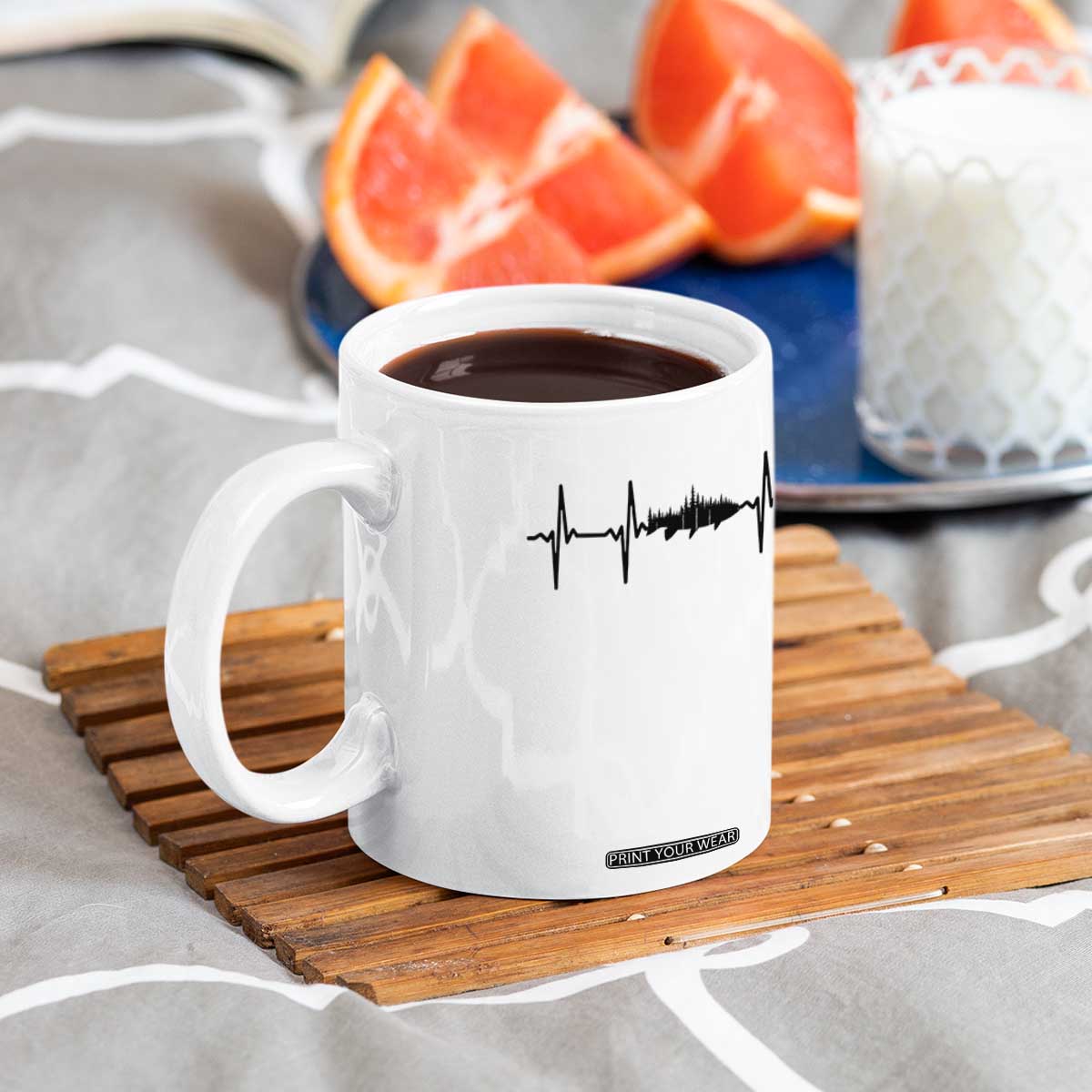 Fish And Forest Fishing Lover Heartbeat Gift Coffee Mug TS12 Print Your Wear