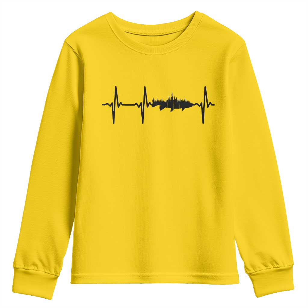 Fish And Forest Fishing Lover Heartbeat Gift Youth Sweatshirt TS12 Daisy Print Your Wear
