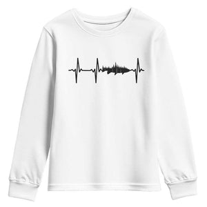 Fish And Forest Fishing Lover Heartbeat Gift Youth Sweatshirt TS12 White Print Your Wear