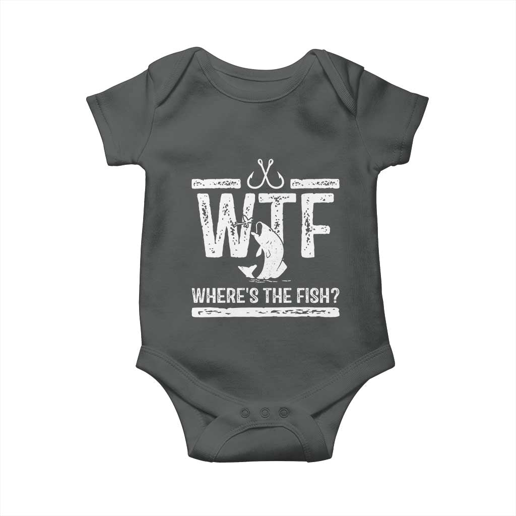 Where Is The Fish Baby Onesie Funny WTF Fishing Gift TS12 Dark Heather Print Your Wear