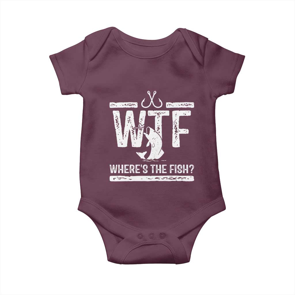 Where Is The Fish Baby Onesie Funny WTF Fishing Gift TS12 Maroon Print Your Wear