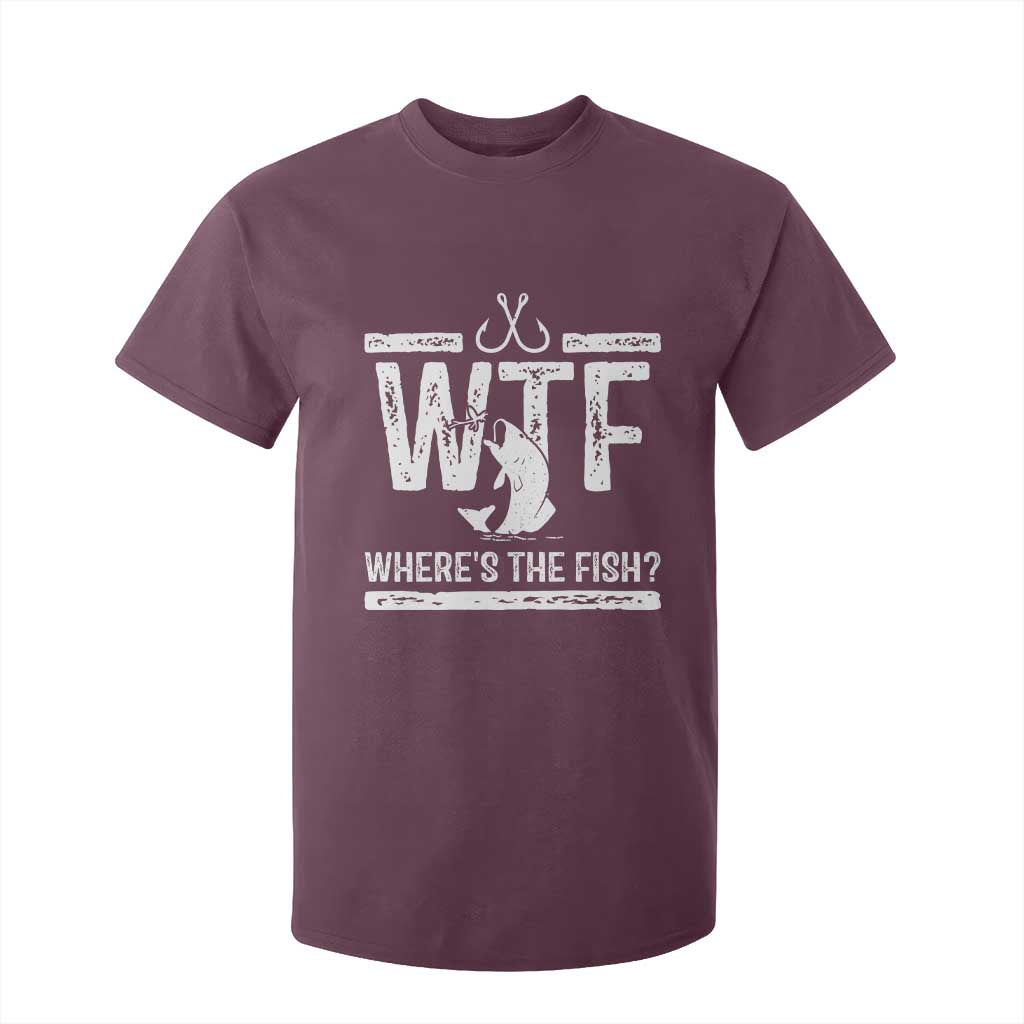 Where Is The Fish T Shirt For Kid Funny WTF Fishing Gift TS12 Maroon Print Your Wear