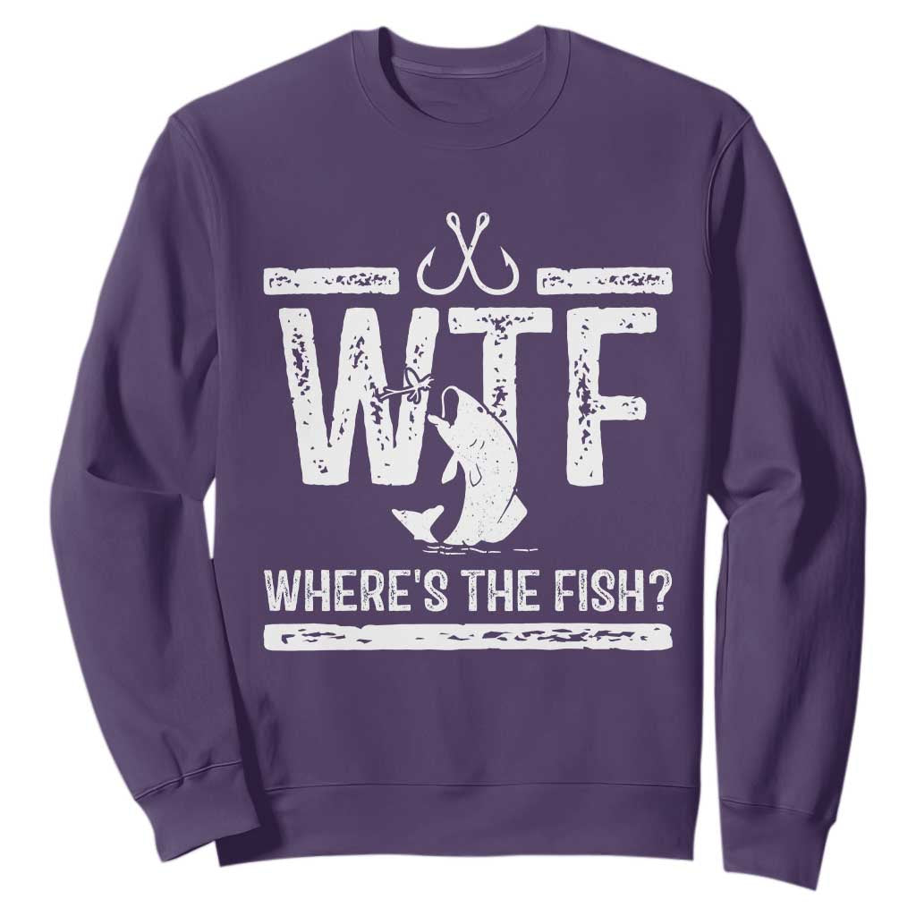 Where Is The Fish Sweatshirt Funny WTF Fishing Gift TS12 Purple Print Your Wear