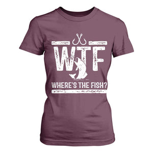 Where Is The Fish T Shirt For Women Funny WTF Fishing Gift TS12 Maroon Print Your Wear