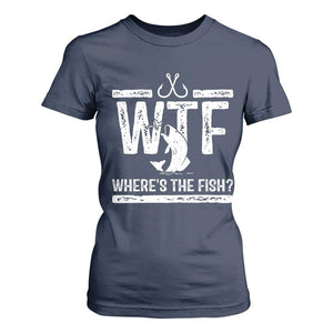 Where Is The Fish T Shirt For Women Funny WTF Fishing Gift TS12 Navy Print Your Wear