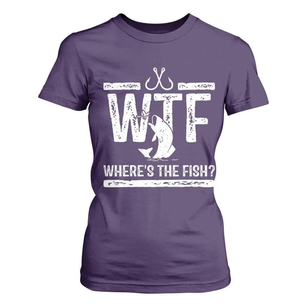 Where Is The Fish T Shirt For Women Funny WTF Fishing Gift TS12 Purple Print Your Wear