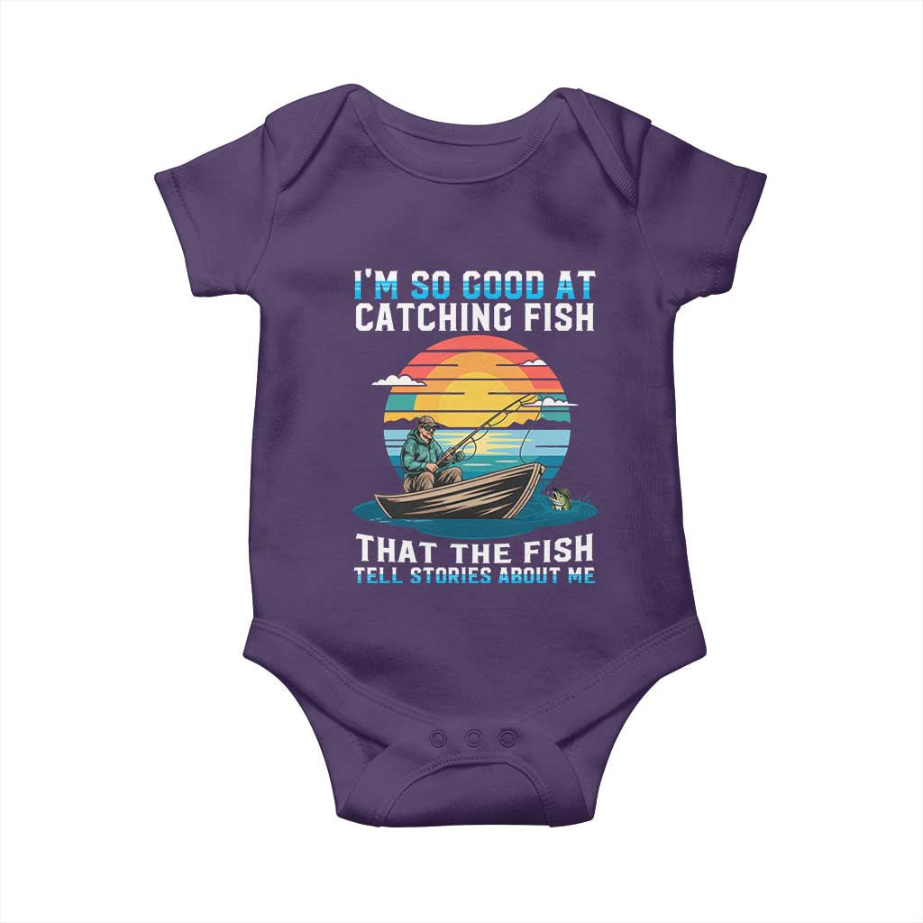 Funny Fishing Baby Onesie Im So Good At Catching Fish Gift TS12 Purple Print Your Wear