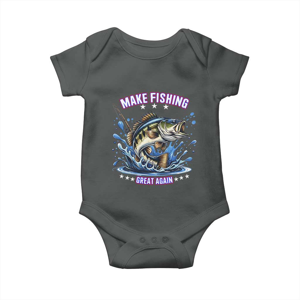 Funny Make Fishing Great Again Baby Onesie Fisherman Gift TS12 Dark Heather Print Your Wear