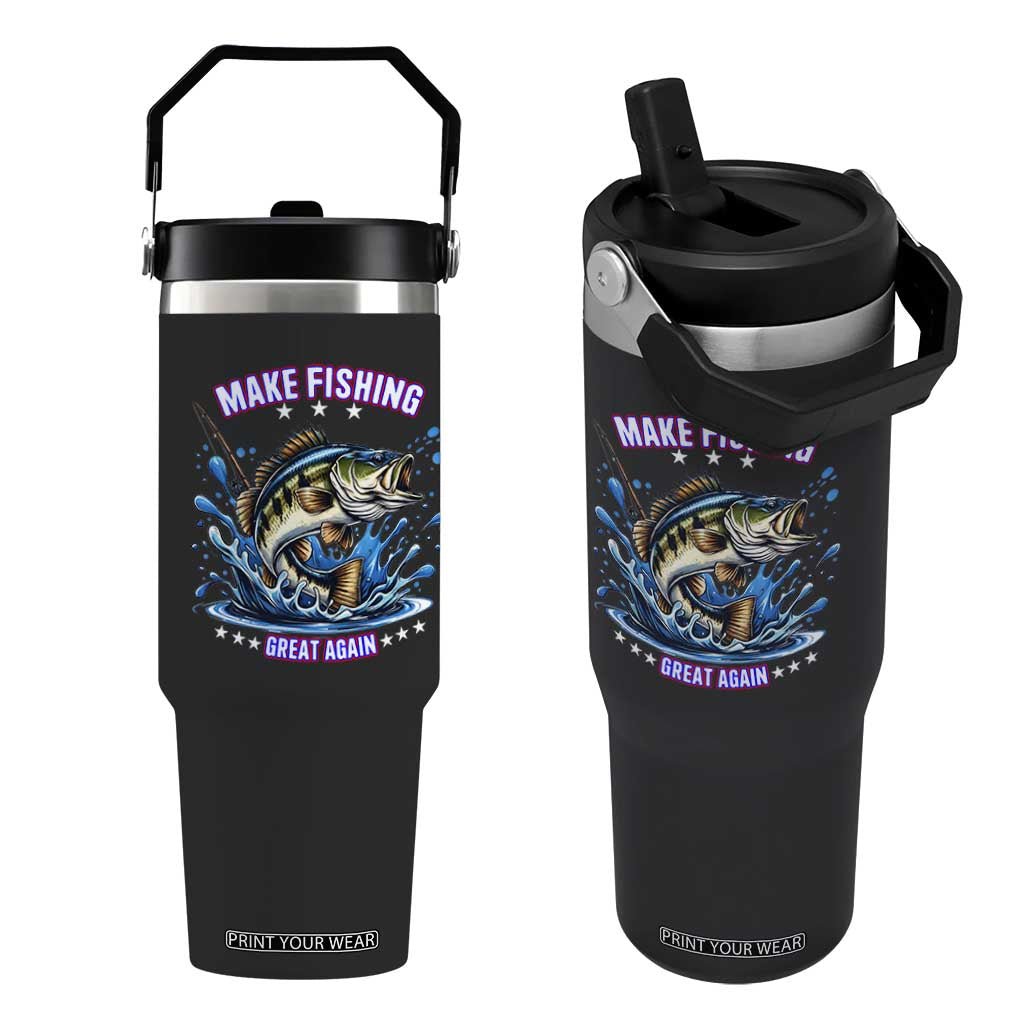 Funny Make Fishing Great Again Flip Straw Tumbler Fisherman Gift TS12 One Size: 30 oz Black Print Your Wear