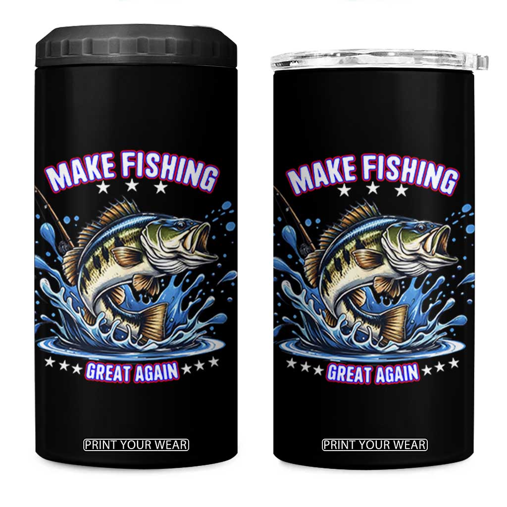 Funny Make Fishing Great Again 4 in 1 Can Cooler Tumbler Fisherman Gift TS12 One Size: 16 oz Black Print Your Wear