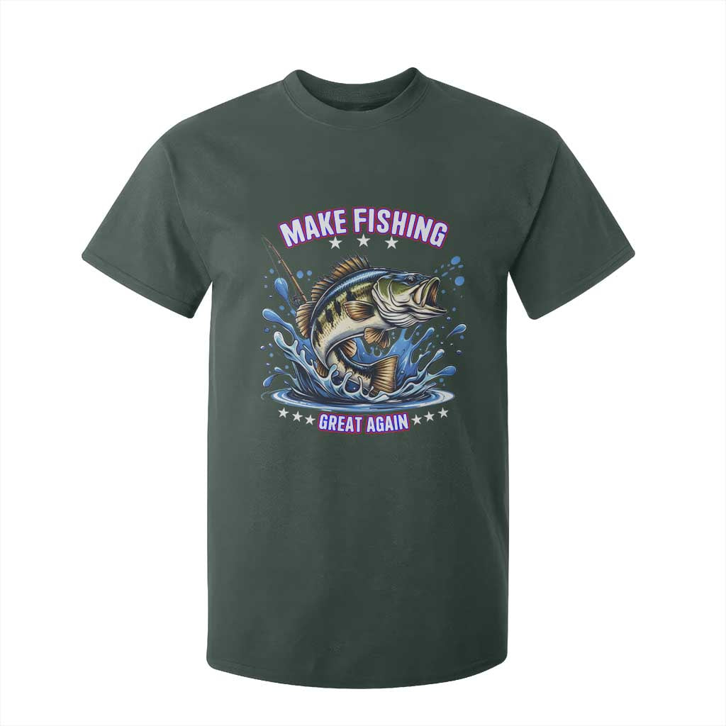 Funny Make Fishing Great Again T Shirt For Kid Fisherman Gift TS12 Dark Forest Green Print Your Wear