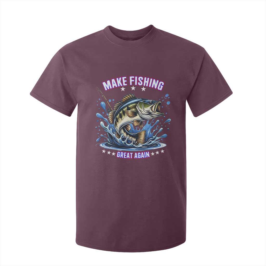 Funny Make Fishing Great Again T Shirt For Kid Fisherman Gift TS12 Maroon Print Your Wear