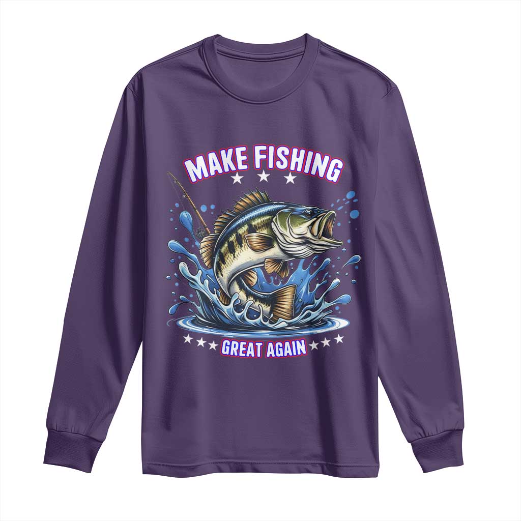 Funny Make Fishing Great Again Long Sleeve Shirt Fisherman Gift TS12 Purple Print Your Wear