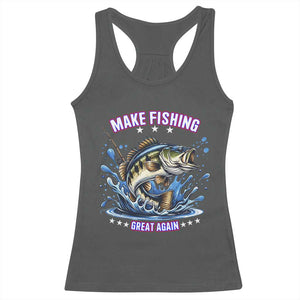 Funny Make Fishing Great Again Racerback Tank Top Fisherman Gift TS12 Dark Heather Print Your Wear