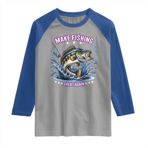 Funny Make Fishing Great Again Raglan Shirt Fisherman Gift TS12 Sport Gray Royal Print Your Wear