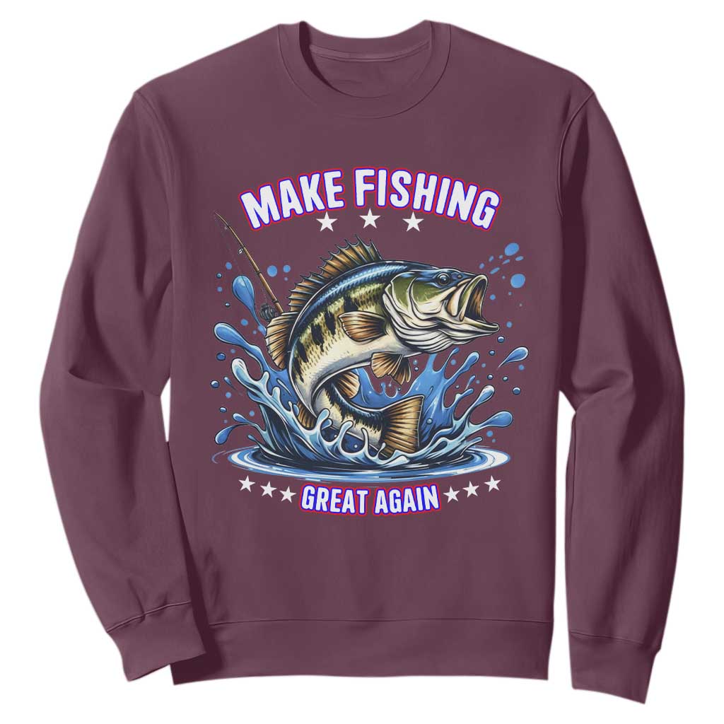 Funny Make Fishing Great Again Sweatshirt Fisherman Gift TS12 Maroon Print Your Wear