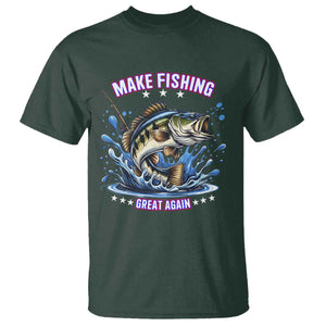 Funny Make Fishing Great Again T Shirt - Fisherman Political Humor Gift Tee TS12 Dark Forest Green Print Your Wear