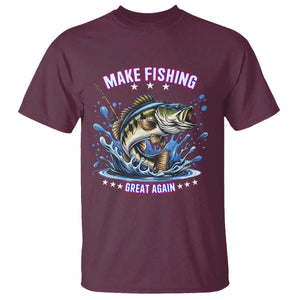 Funny Make Fishing Great Again T Shirt - Fisherman Political Humor Gift Tee TS12 Maroon Print Your Wear