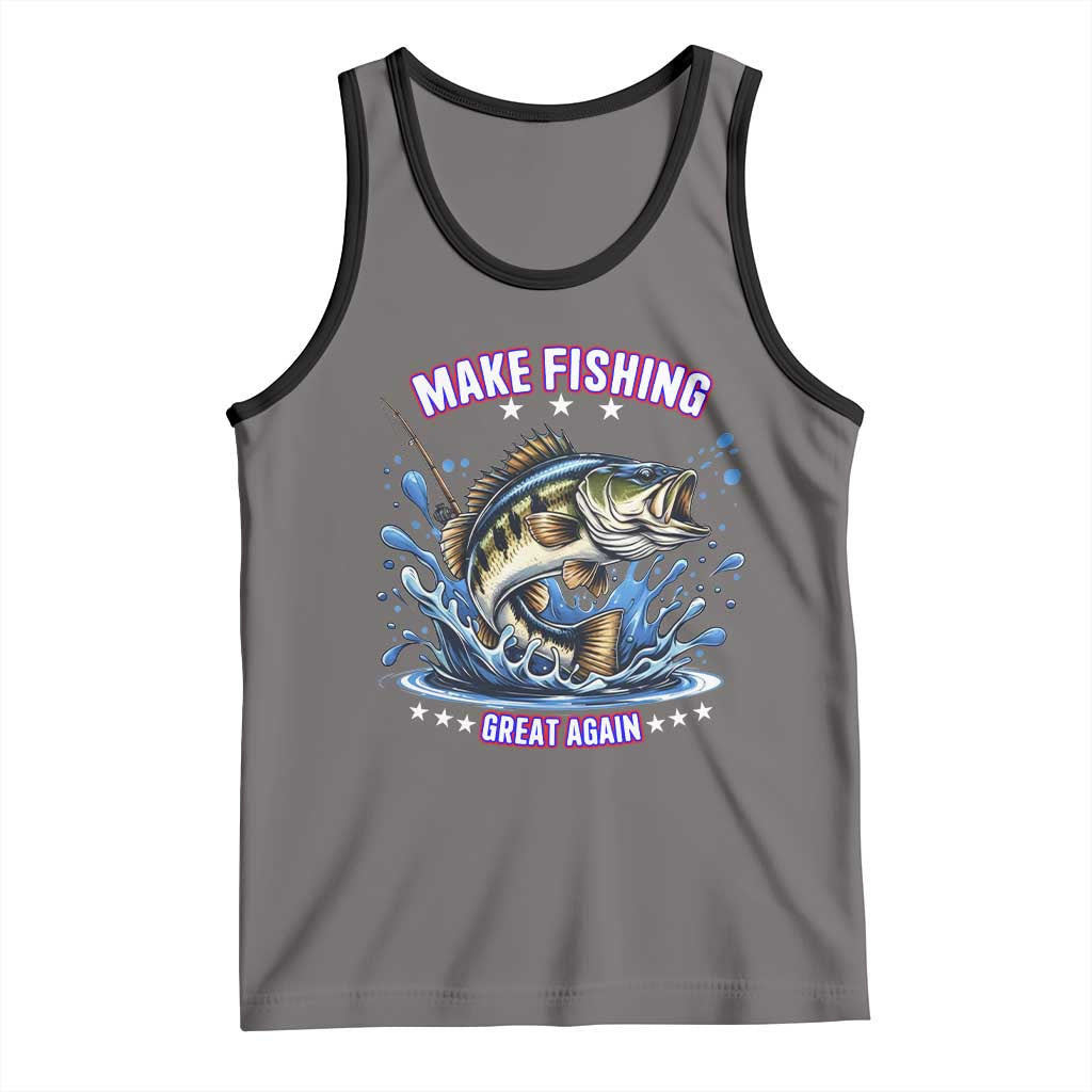 Funny Make Fishing Great Again Tank Top Fisherman Gift TS12 Deep Heather Black Print Your Wear