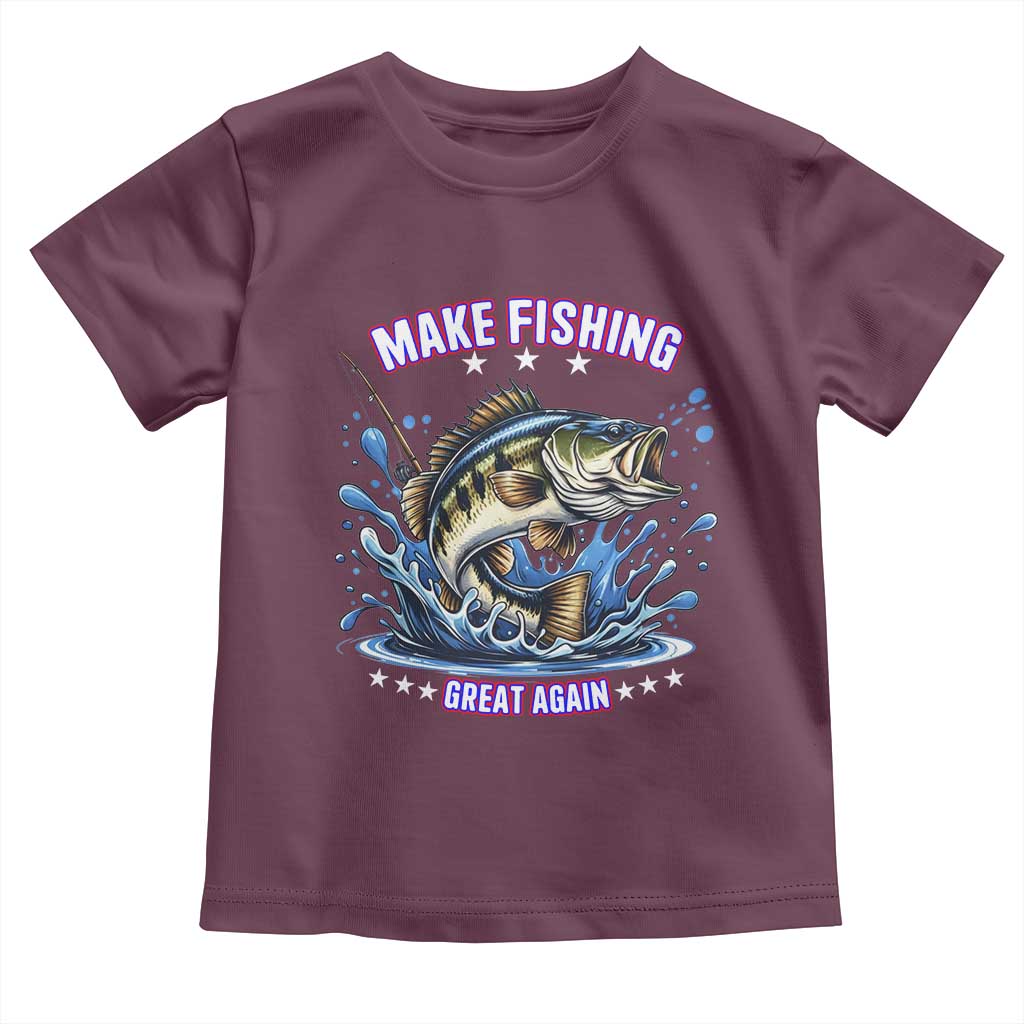 Funny Make Fishing Great Again Toddler T Shirt Fisherman Gift TS12 Maroon Print Your Wear