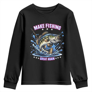 Funny Make Fishing Great Again Youth Sweatshirt Fisherman Gift TS12 Black Print Your Wear