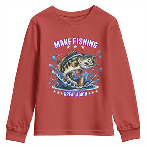 Funny Make Fishing Great Again Youth Sweatshirt Fisherman Gift TS12 Red Print Your Wear