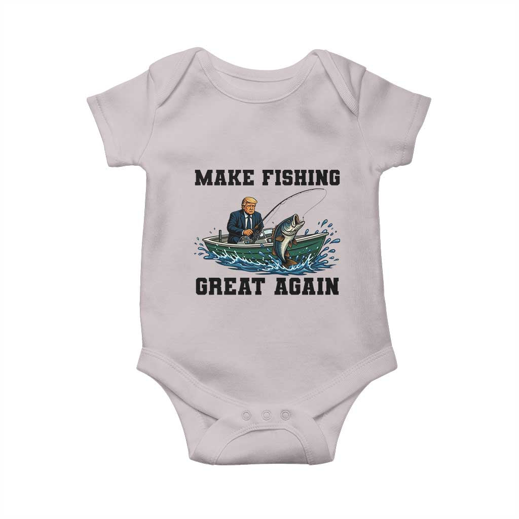 Funny Trump Baby Onesie Make Fishing Great Again American Flag Gift TS12 Ice Gray Print Your Wear