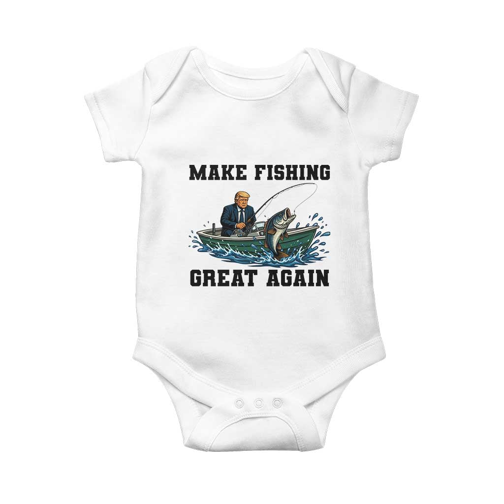 Funny Trump Baby Onesie Make Fishing Great Again American Flag Gift TS12 White Print Your Wear