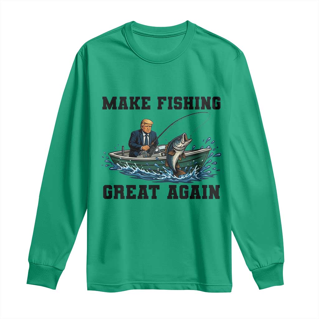 Funny Trump Long Sleeve Shirt Make Fishing Great Again American Flag Gift TS12 Irish Green Print Your Wear