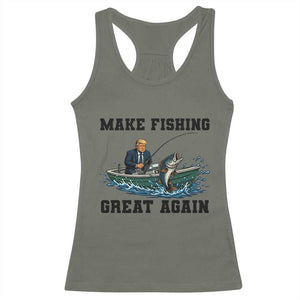 Funny Trump Racerback Tank Top Make Fishing Great Again American Flag Gift TS12 Military Green Print Your Wear