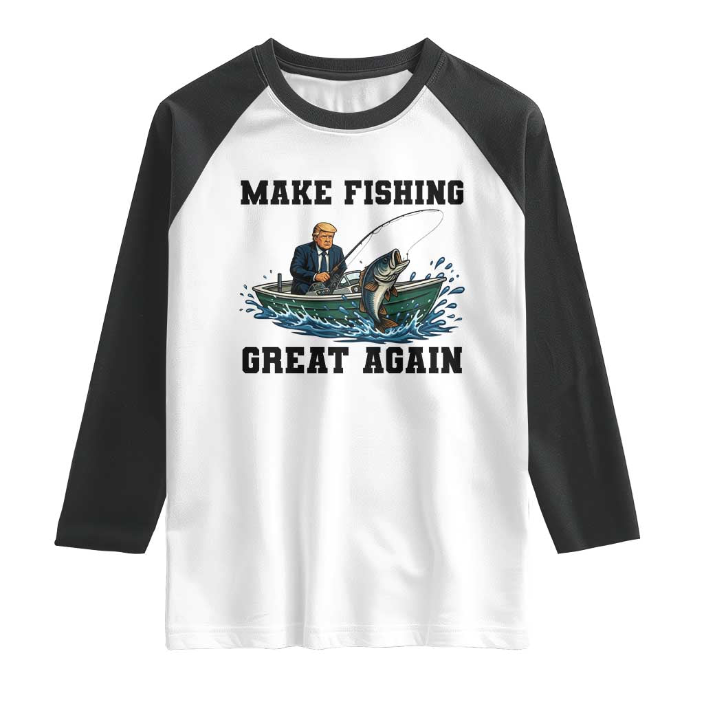 Funny Trump Raglan Shirt Make Fishing Great Again American Flag Gift TS12 White Black Print Your Wear