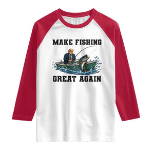 Funny Trump Raglan Shirt Make Fishing Great Again American Flag Gift TS12 White Red Print Your Wear
