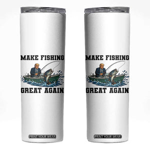 Funny Trump Skinny Tumbler Make Fishing Great Again American Flag Gift TS12 White Print Your Wear