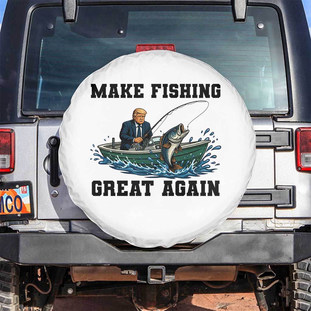 Funny Trump Spare Tire Cover Make Fishing Great Again American Flag Gift TS12 No hole White Print Your Wear