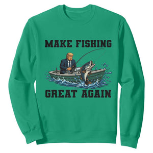 Funny Trump Sweatshirt Make Fishing Great Again American Flag Gift TS12 Irish Green Print Your Wear
