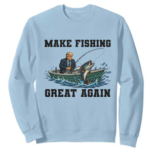 Funny Trump Sweatshirt Make Fishing Great Again American Flag Gift TS12 Light Blue Print Your Wear