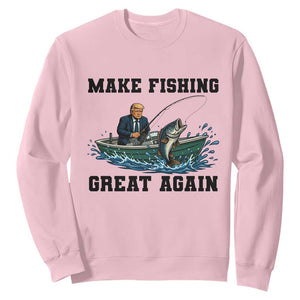 Funny Trump Sweatshirt Make Fishing Great Again American Flag Gift TS12 Light Pink Print Your Wear