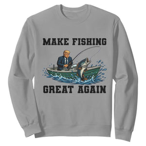 Funny Trump Sweatshirt Make Fishing Great Again American Flag Gift TS12 Sport Gray Print Your Wear