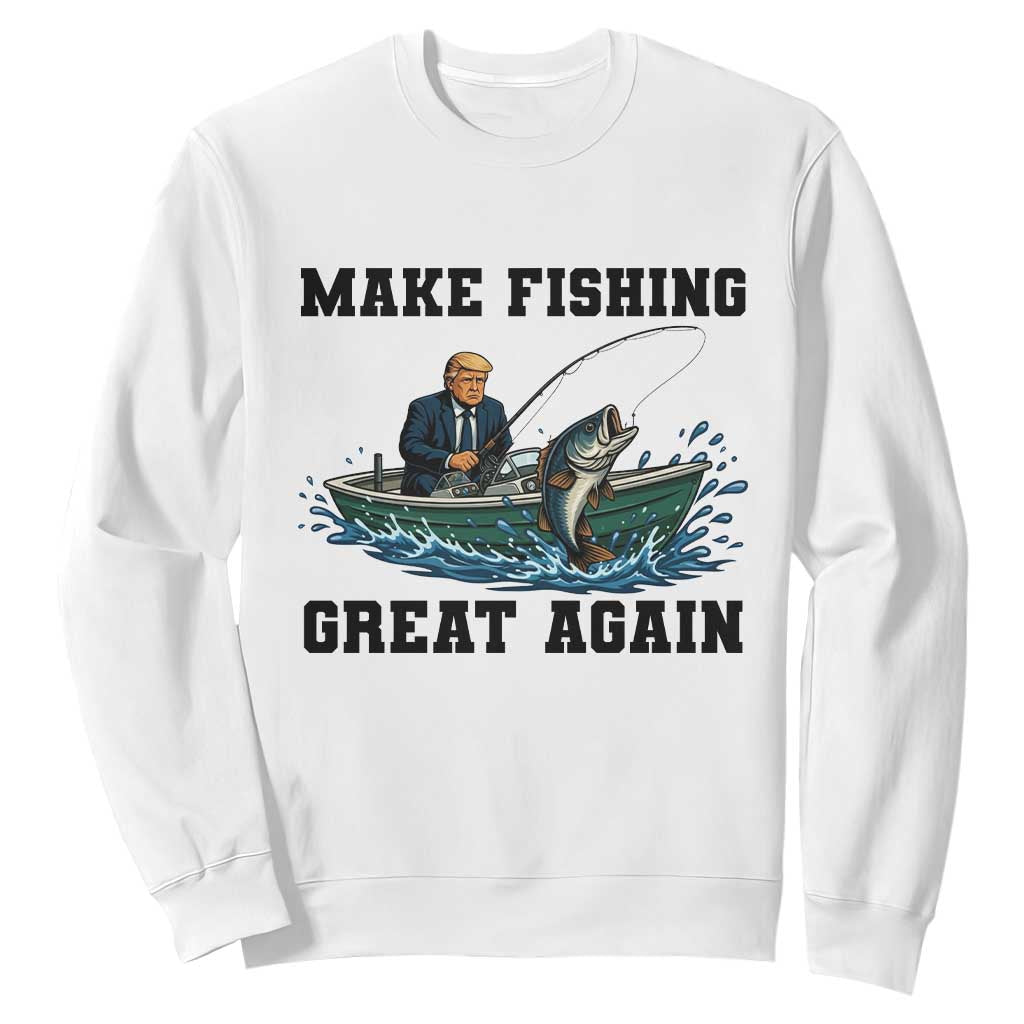Funny Trump Sweatshirt Make Fishing Great Again American Flag Gift TS12 White Print Your Wear