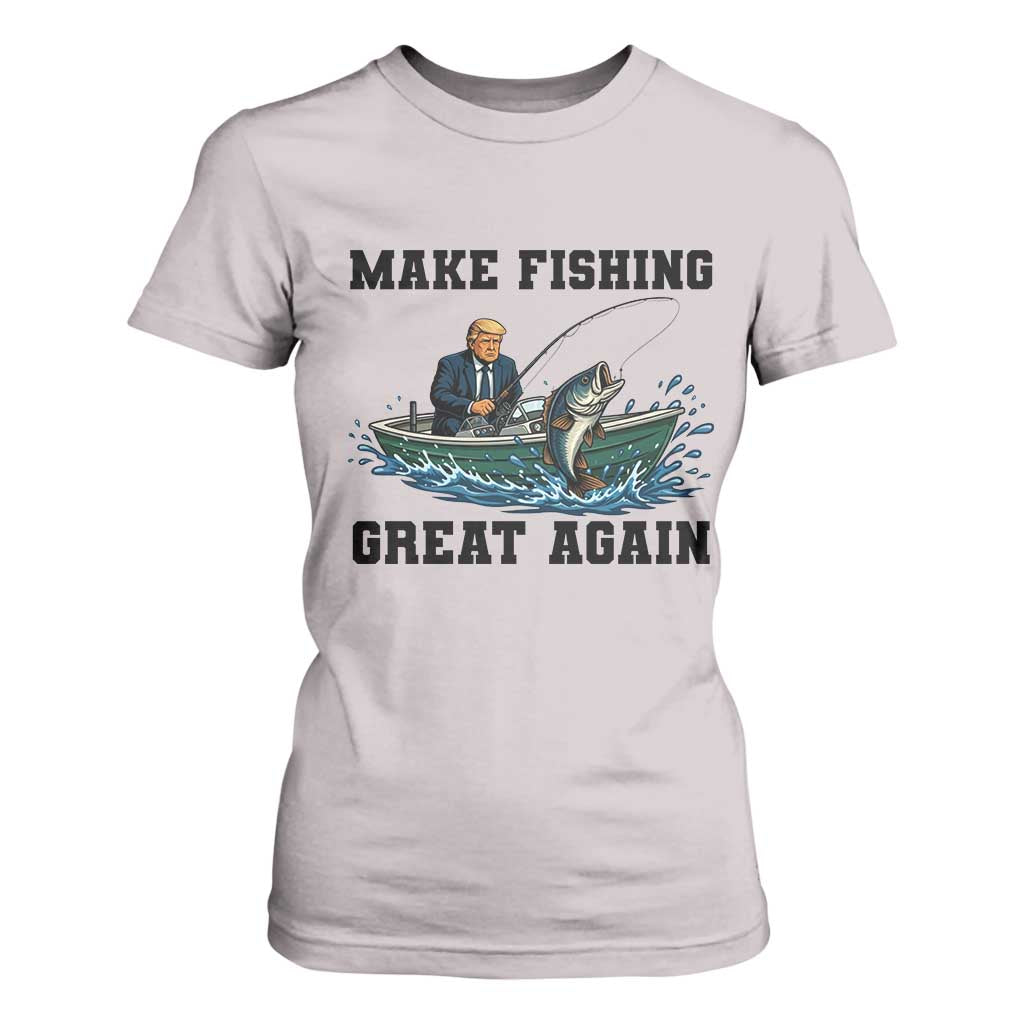 Funny Trump T Shirt For Women Make Fishing Great Again American Flag Gift TS12 Ice Gray Print Your Wear