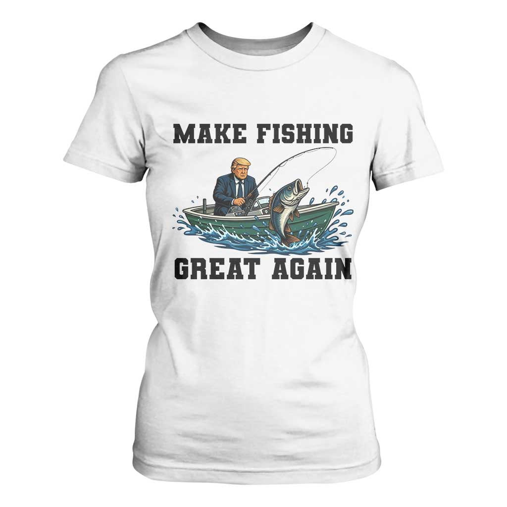 Funny Trump T Shirt For Women Make Fishing Great Again American Flag Gift TS12 White Print Your Wear