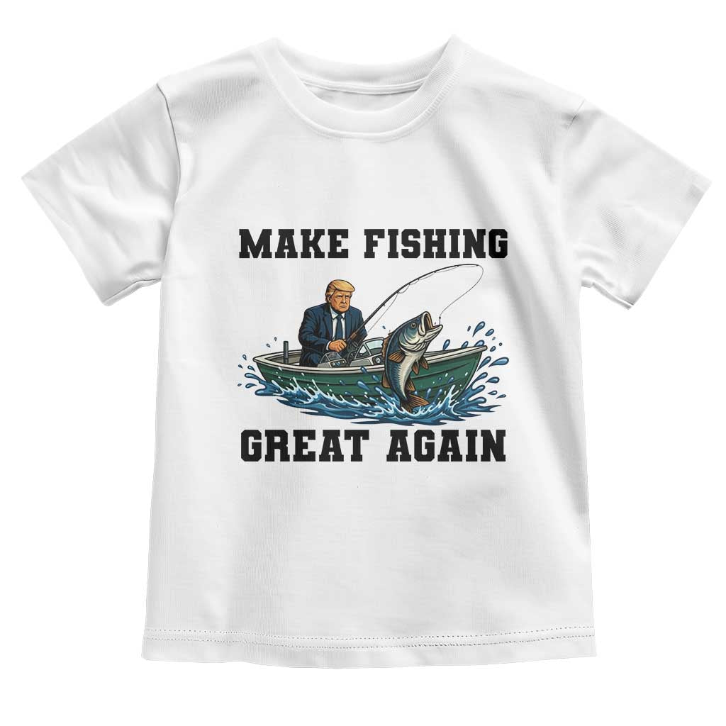 Funny Trump Toddler T Shirt Make Fishing Great Again American Flag Gift TS12 White Print Your Wear
