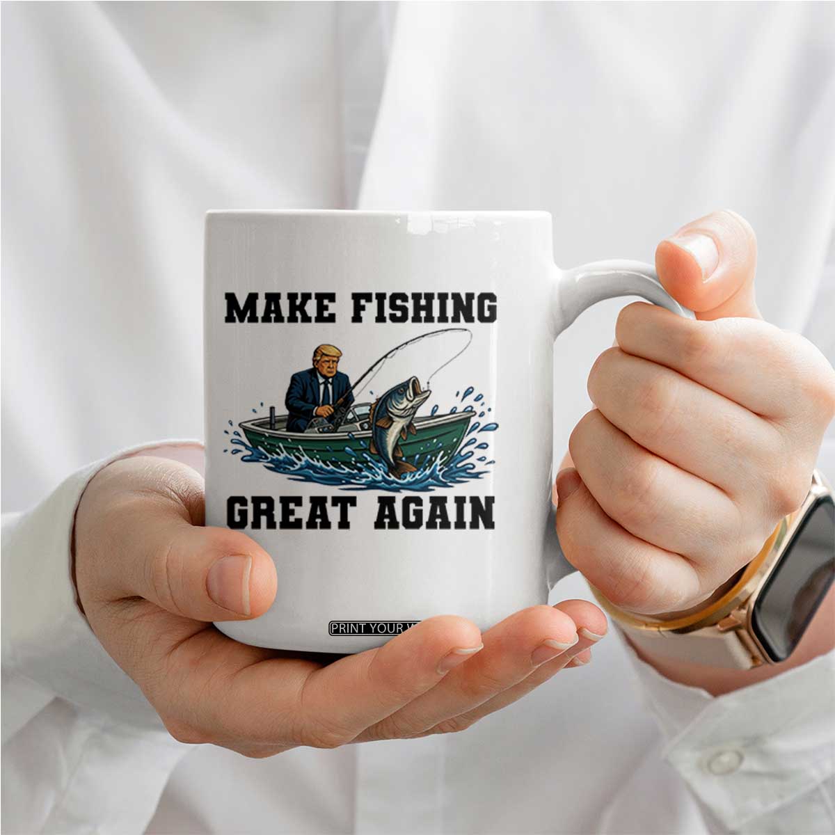 Funny Trump Coffee Mug Make Fishing Great Again American Flag Gift TS12 Print Your Wear