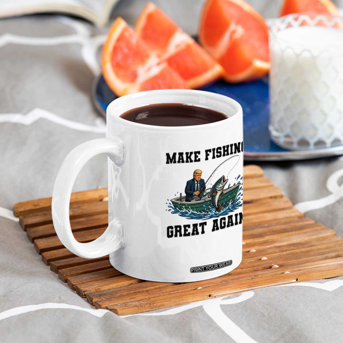 Funny Trump Coffee Mug Make Fishing Great Again American Flag Gift TS12 Print Your Wear