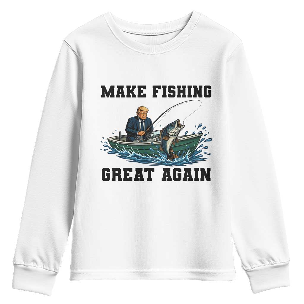 Funny Trump Youth Sweatshirt Make Fishing Great Again American Flag Gift TS12 White Print Your Wear
