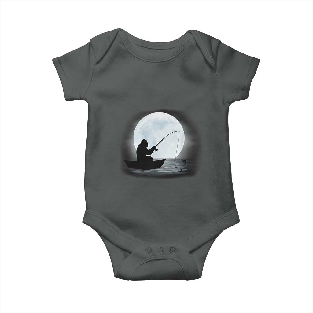 Funny Fisherman Gift Baby Onesie Bigfoot Fishing TS12 Dark Heather Print Your Wear