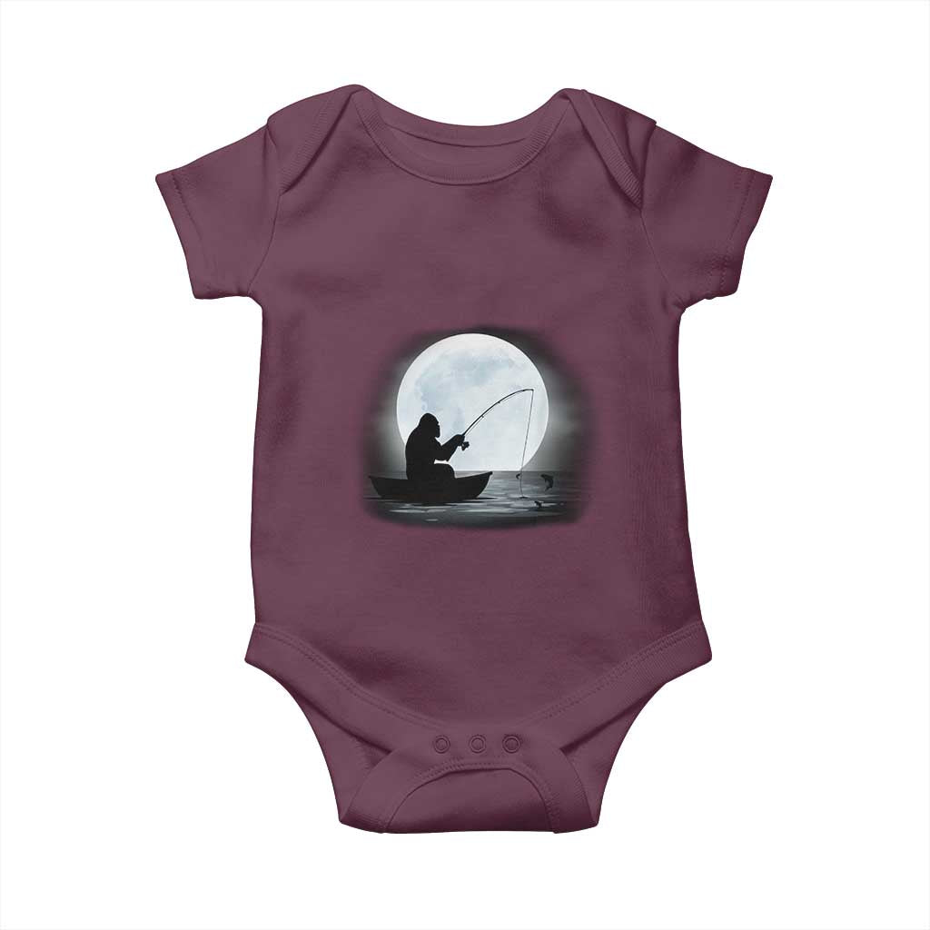 Funny Fisherman Gift Baby Onesie Bigfoot Fishing TS12 Maroon Print Your Wear