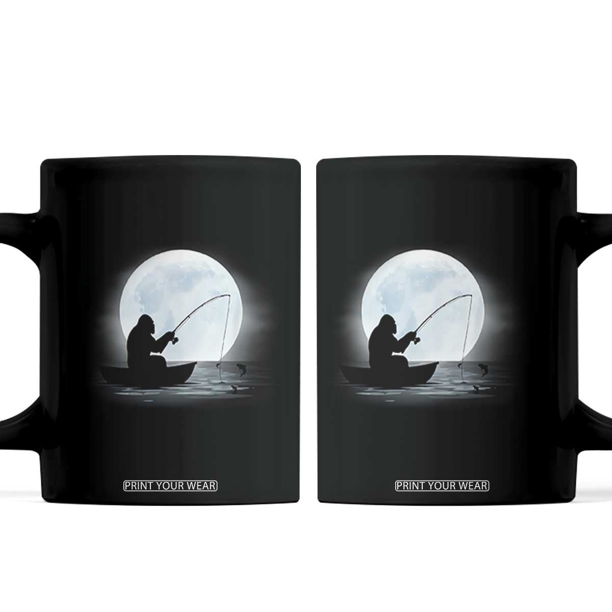 Funny Fisherman Gift Coffee Mug Bigfoot Fishing TS12 Black Print Your Wear