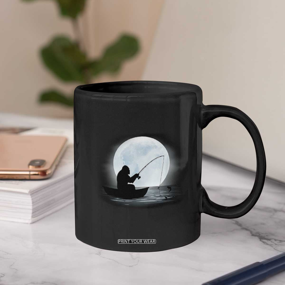 Funny Fisherman Gift Coffee Mug Bigfoot Fishing TS12 Print Your Wear